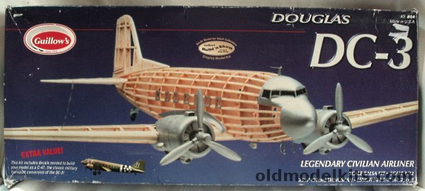 Guillows 1/32 Douglas DC-3 - or C-47 - Eastern Airlines Great Silver Fleet Balsa Model, 804 plastic model kit